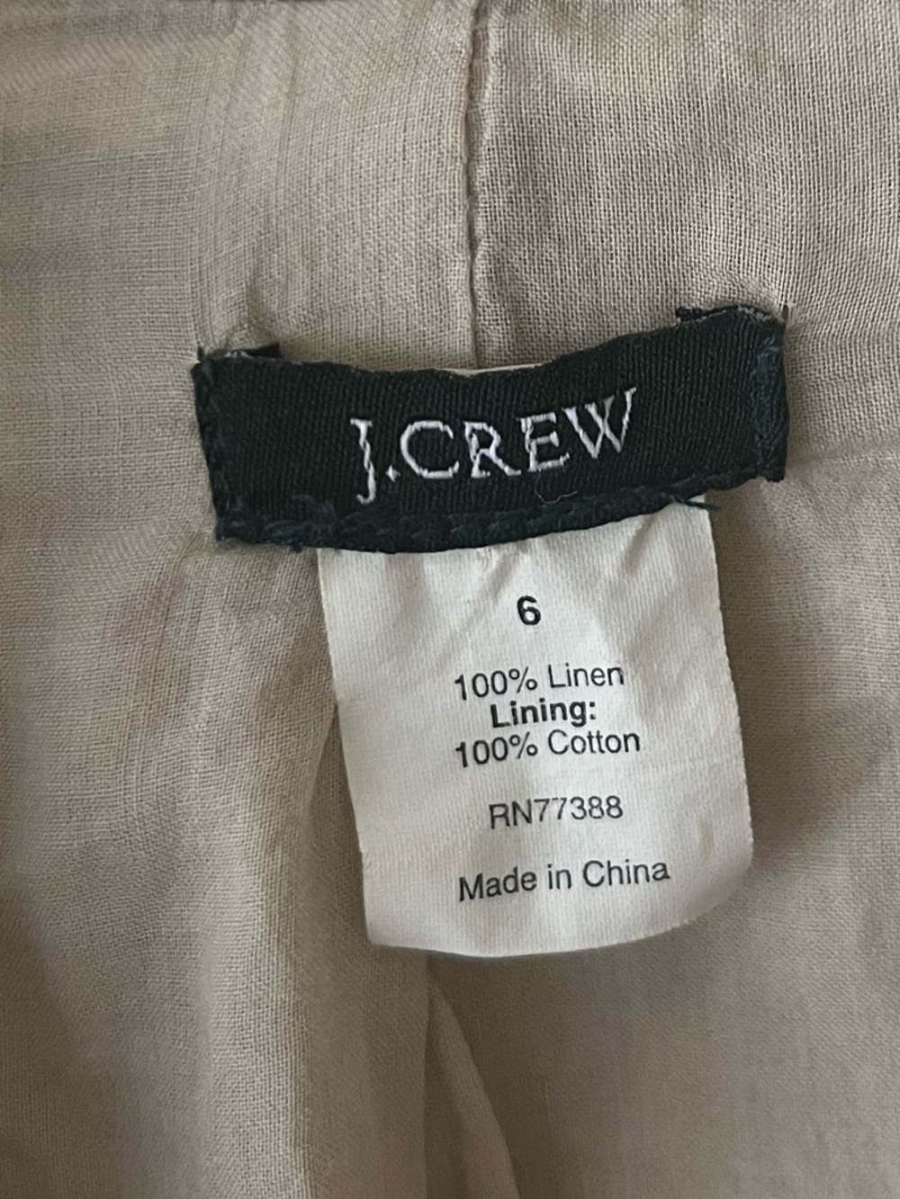 J Crew linen cotton jacket with ruffle trim and frayed details size 6 beige tan - Picture 3 of 3